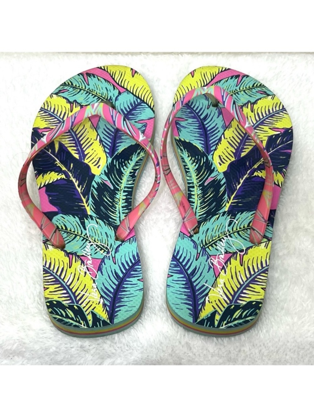 Vera Bradley Tropical Palm Print Flip Flop Thong Sandals Size 7-8